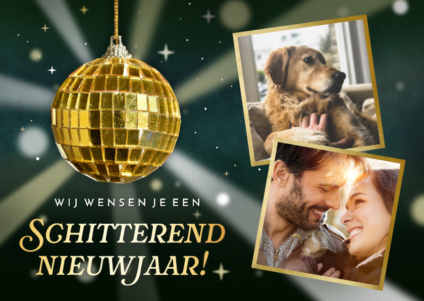 Originele nieuwjaarskaart met discobal schitterend 2027! - Nieuwjaarskaarten Nieuwjaarskaarten - Originele nieuwjaarskaart met discobal schitterend 2027!
