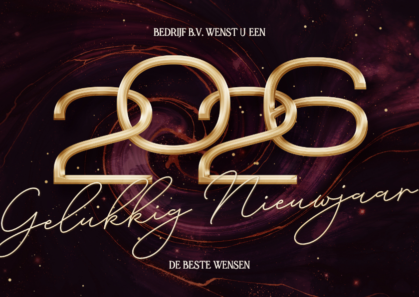 Nieuwjaarskaarten - Rode zakelijke nieuwjaarskaart 2026 met marmer swirl