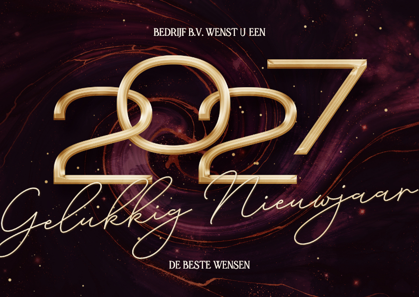 Nieuwjaarskaarten - Rode zakelijke nieuwjaarskaart 2027 met marmer swirl