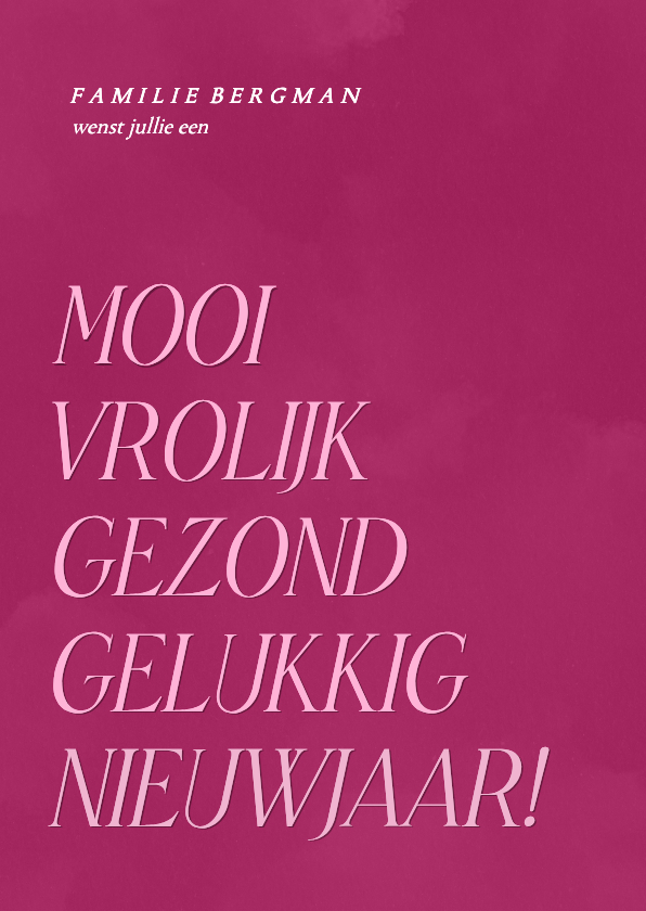 Roze nieuwjaarskaart met opsomming van wensen - Nieuwjaarskaarten Nieuwjaarskaarten - Roze nieuwjaarskaart met opsomming van wensen