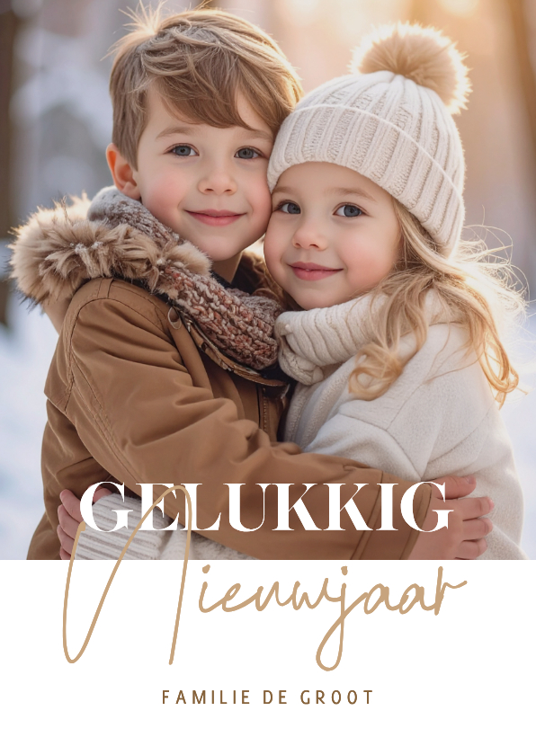 Nieuwjaarskaarten - Simpele fotokaart 'Gelukkig Nieuwjaar' aanpasbaar
