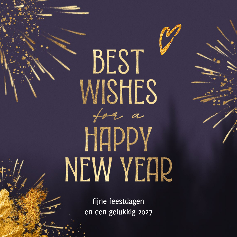 Sjieke nieuwjaarskaart vuurwerk hart 2027 - Nieuwjaarskaarten Nieuwjaarskaarten - Sjieke nieuwjaarskaart vuurwerk hart 2027