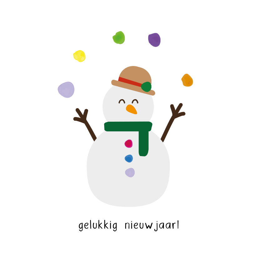 Nieuwjaarskaarten - Sneeuwpop nieuwjaar - christmas cuties - nieuwjaarskaart