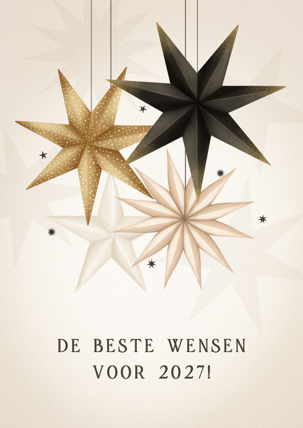 Stijlvol nieuwjaarskaartje papieren kerstster 'beste wensen' - Nieuwjaarskaarten Nieuwjaarskaarten - Stijlvol nieuwjaarskaartje papieren kerstster 'beste wensen'