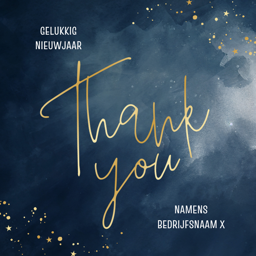 Nieuwjaarskaarten - Stijlvol zakelijk nieuwjaarskaartje thank you 