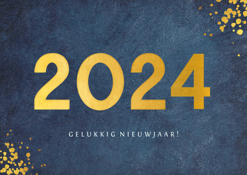 Nieuwjaarskaarten - Stijlvolle blauwe zakelijke nieuwjaarskaart jaartal 2024
