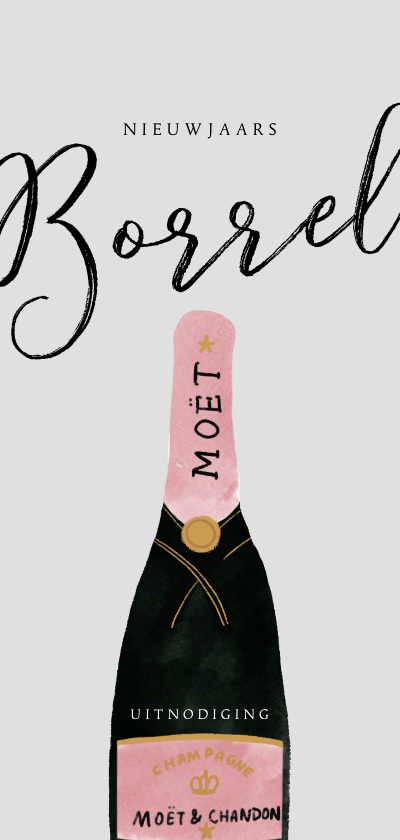 Stijlvolle nieuwjaarsborrel uitnodiging champagne - Nieuwjaarskaarten Nieuwjaarskaarten - Stijlvolle nieuwjaarsborrel uitnodiging champagne