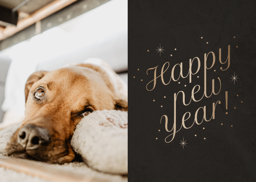 Nieuwjaarskaarten - Stijlvolle nieuwjaarskaart foto 'Happy New Year' fonkels