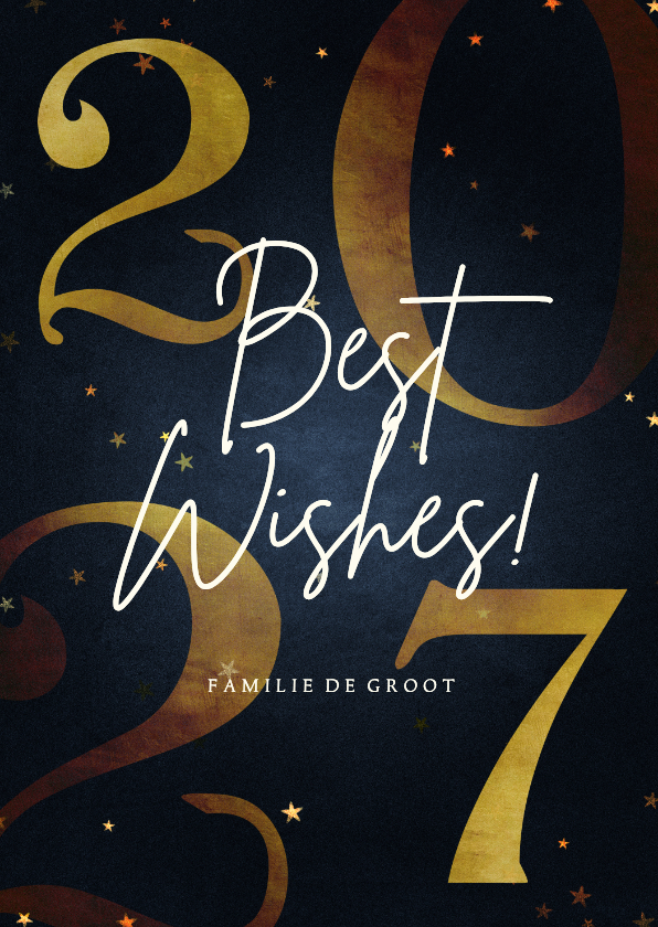 Nieuwjaarskaarten - Stijlvolle nieuwjaarskaart gouden 2027 best wishes