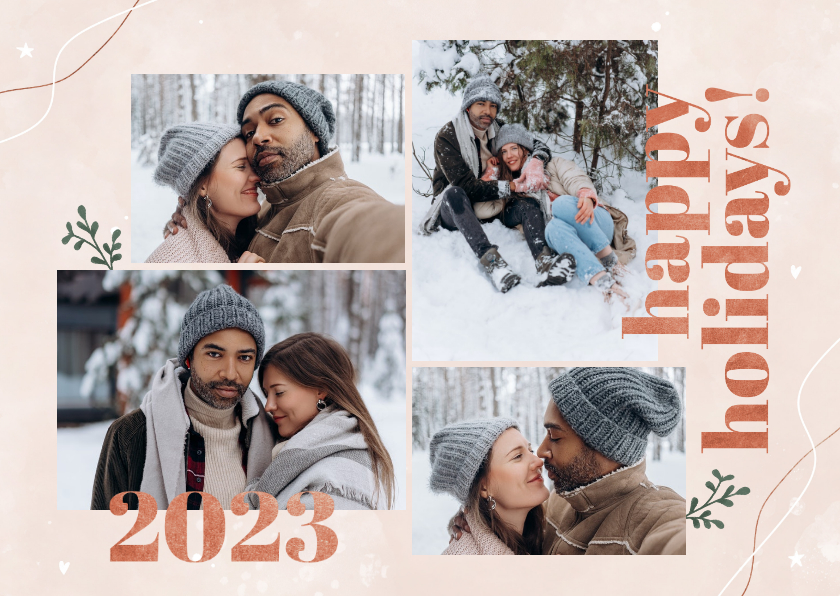 Stijlvolle nieuwjaarskaart Happy Holidays en 2022 koperlook - Nieuwjaarskaarten Nieuwjaarskaarten - Stijlvolle nieuwjaarskaart Happy Holidays en 2022 koperlook