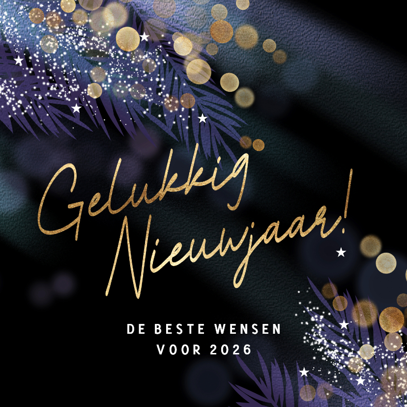 Nieuwjaarskaarten - Stijlvolle nieuwjaarskaart sterren en takjes