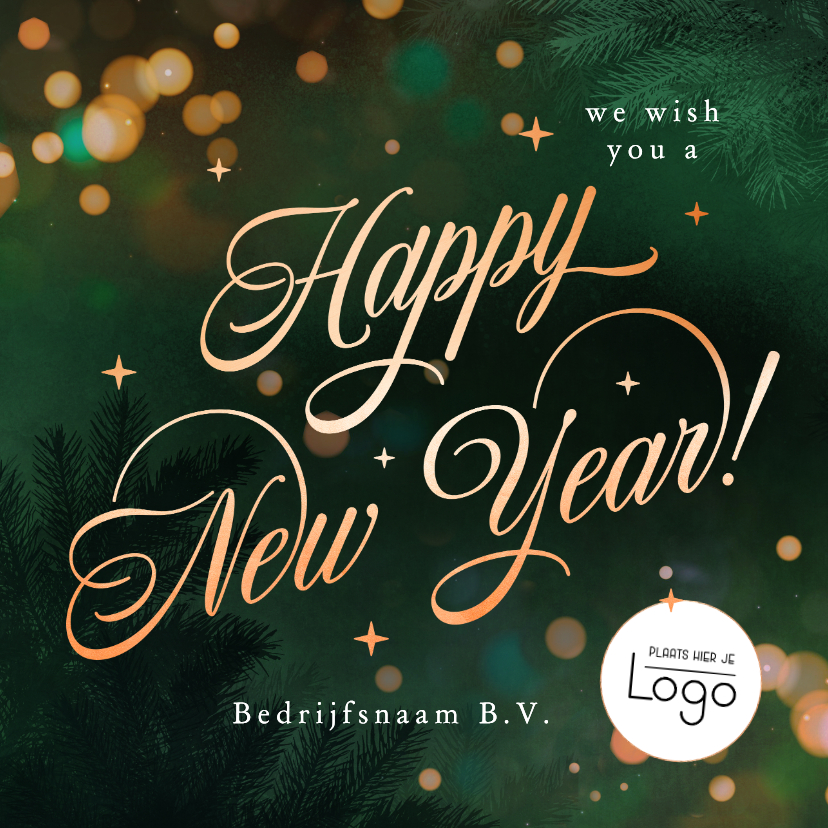 Nieuwjaarskaarten - Stijlvolle zakelijke Happy New Year nieuwjaarskaart