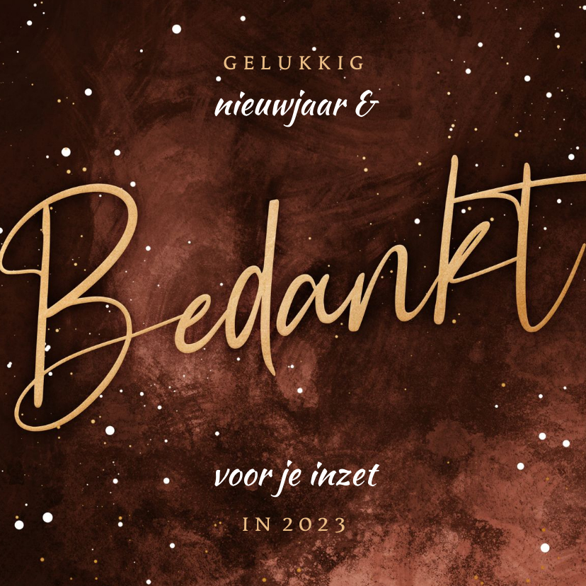 Stijlvolle zakelijke nieuwjaarskaart bedankt roestkleur - Nieuwjaarskaarten Nieuwjaarskaarten - Stijlvolle zakelijke nieuwjaarskaart bedankt roestkleur