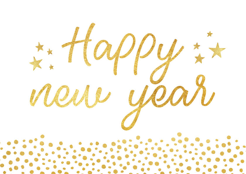 Trendy nieuwjaarskaart met gouden stippen en happy new year - Nieuwjaarskaarten Nieuwjaarskaarten - Trendy nieuwjaarskaart met gouden stippen en happy new year