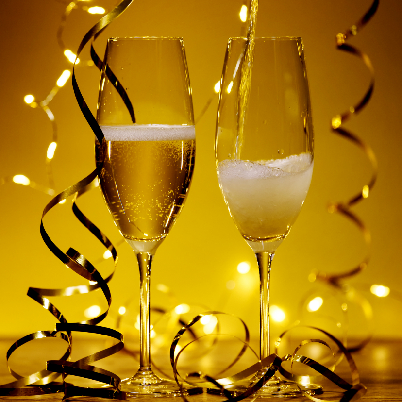 Uitnodiging Champagne Nieuwjaarsborrel - Nieuwjaarskaarten Nieuwjaarskaarten - Uitnodiging Champagne Nieuwjaarsborrel
