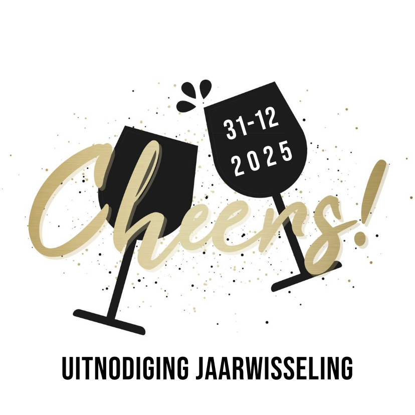 Nieuwjaarskaarten - Uitnodiging nieuwjaarsborrel cheers met proostende glazen