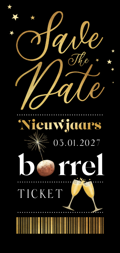 Uitnodiging nieuwjaarsborrel save the date - Nieuwjaarskaarten Nieuwjaarskaarten - Uitnodiging nieuwjaarsborrel save the date