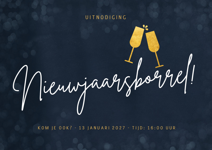 Uitnodiging nieuwjaarsborrel voor personeel - Nieuwjaarskaarten Nieuwjaarskaarten - Uitnodiging nieuwjaarsborrel voor personeel