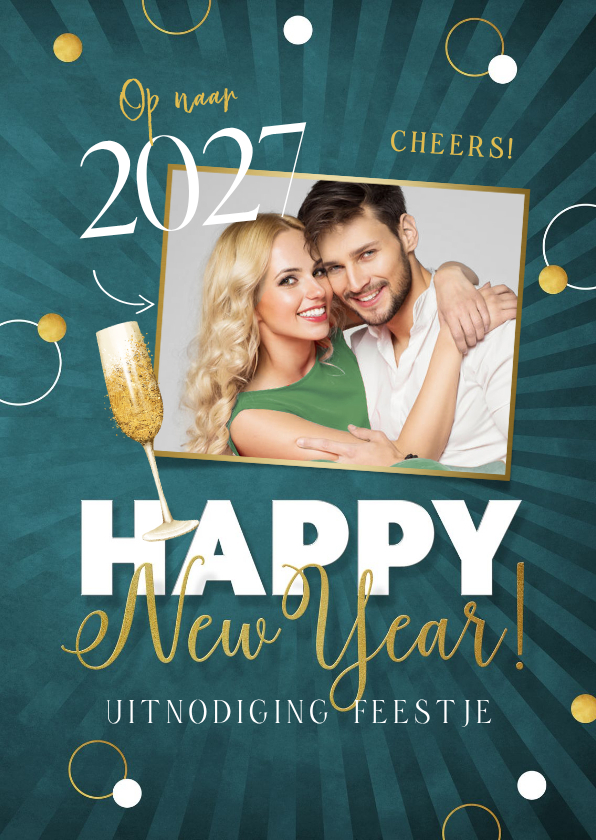 Uitnodiging oud en nieuw feestje champagne foto - Nieuwjaarskaarten Nieuwjaarskaarten - Uitnodiging oud en nieuw feestje champagne foto