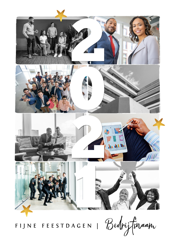 Zakelijke nieuwjaarskaart 2019 fotocollage sterren - Nieuwjaarskaarten Nieuwjaarskaarten - Zakelijke nieuwjaarskaart 2019 fotocollage sterren
