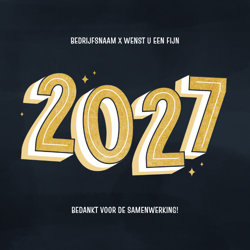 Zakelijke nieuwjaarskaart 2027 donkerblauw goud - Nieuwjaarskaarten Nieuwjaarskaarten - Zakelijke nieuwjaarskaart 2027 donkerblauw goud