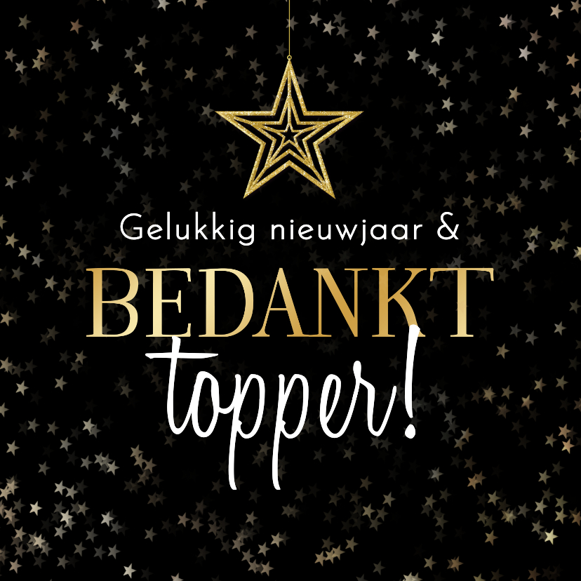 Zakelijke nieuwjaarskaart bedankt topper ster gelukkig 2027 - Nieuwjaarskaarten Nieuwjaarskaarten - Zakelijke nieuwjaarskaart bedankt topper ster gelukkig 2027