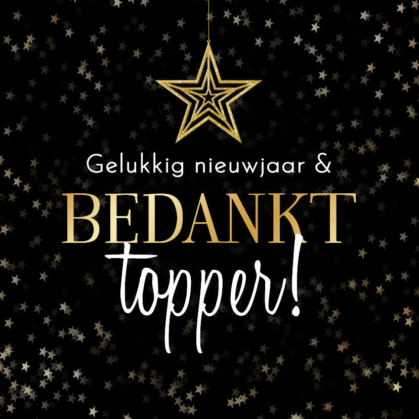 Nieuwjaarskaarten - Zakelijke nieuwjaarskaart bedankt topper ster gelukkig 2027