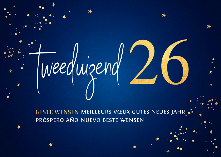 Zakelijke nieuwjaarskaart blauw 2026 goudlook - Nieuwjaarskaarten Nieuwjaarskaarten - Zakelijke nieuwjaarskaart blauw 2026 goudlook