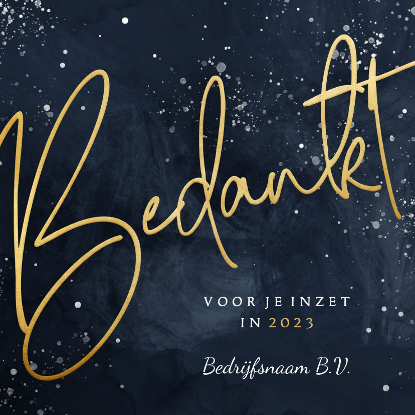 Zakelijke nieuwjaarskaart stijlvol bedankt in goudlook - Nieuwjaarskaarten Nieuwjaarskaarten - Zakelijke nieuwjaarskaart stijlvol bedankt in goudlook
