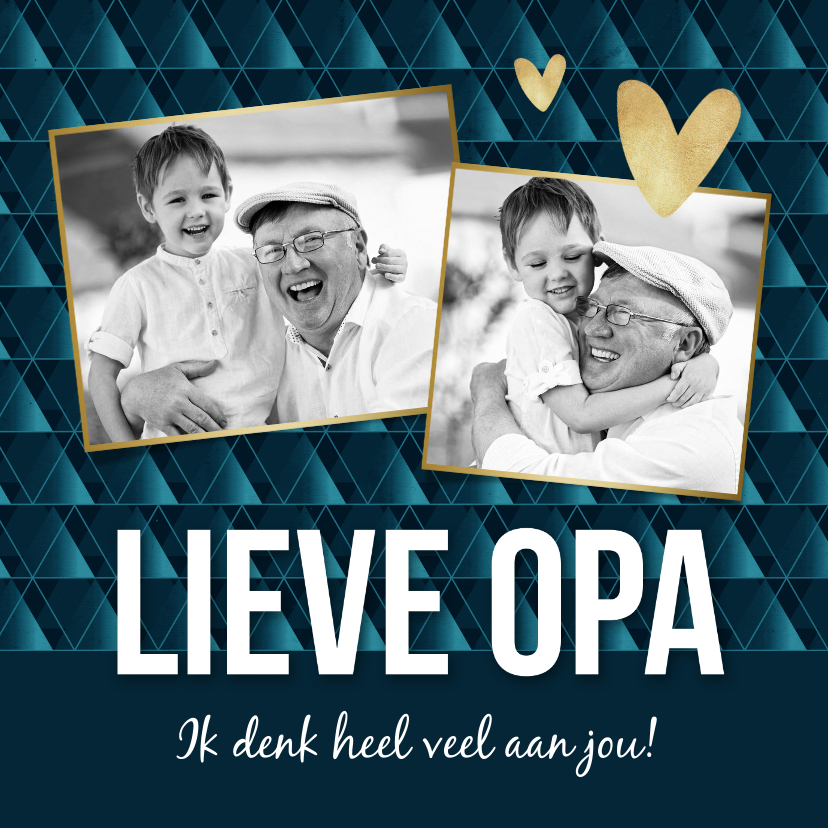 Hippe opa kaart ik denk aan je met eigen foto's - Opa en Oma kaarten Opa en Oma kaarten - Hippe opa kaart ik denk aan je met eigen foto's