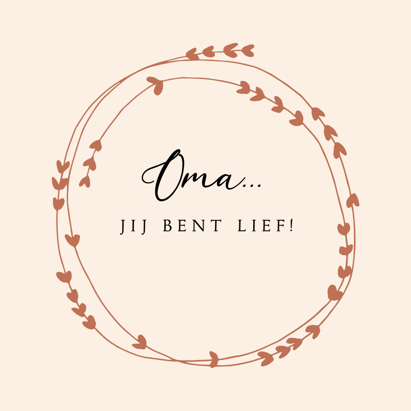 Opa en Oma kaarten - Oma is lief zalmroze