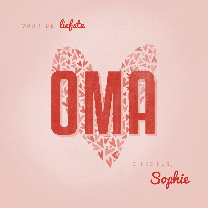 Oma kaartje OMA met hart en naam - Opa en Oma kaarten Opa en Oma kaarten - Oma kaartje OMA met hart en naam