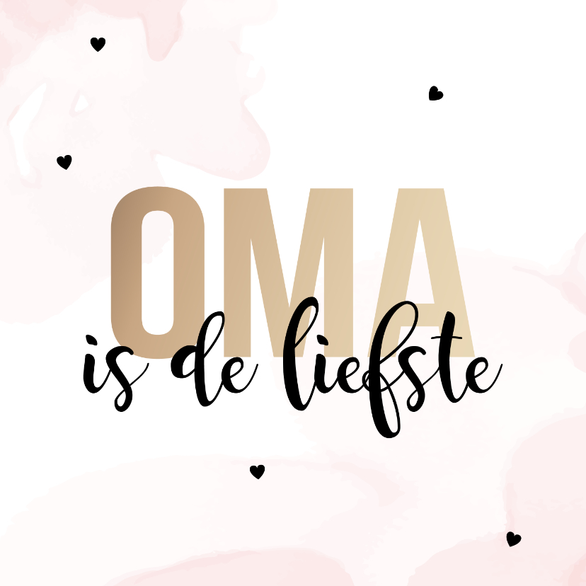 Omadag kaart waterverf hartjes goudlook - Opa en Oma kaarten Opa en Oma kaarten - Omadag kaart waterverf hartjes goudlook