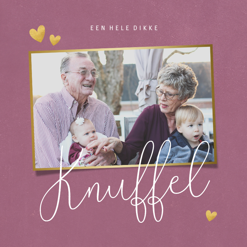 Opa en Oma kaarten - Opa en oma kaart dikke knuffel met foto en hartjes