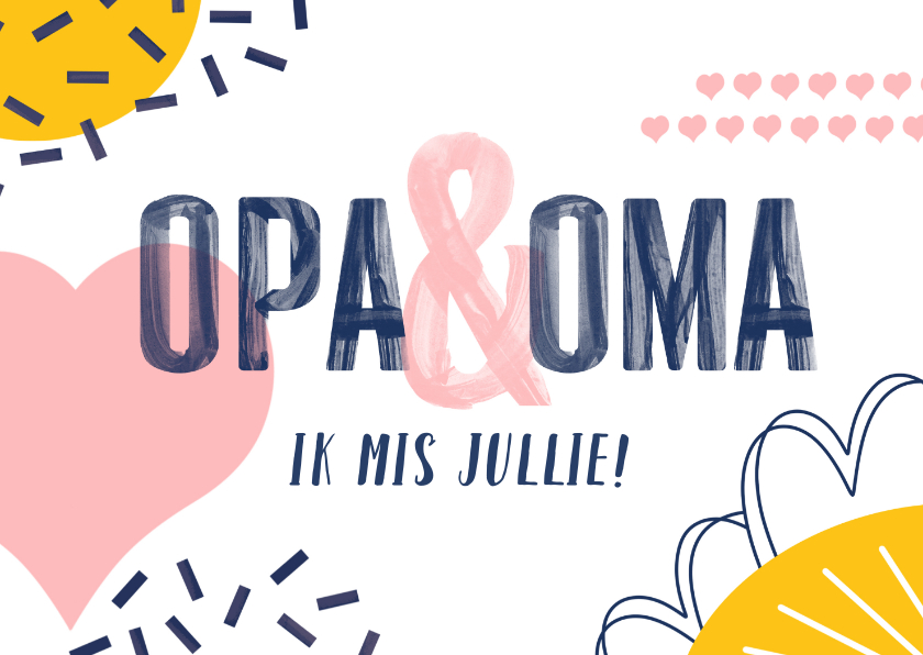 Opa en oma kaart met vrolijke vormen - Opa en Oma kaarten Opa en Oma kaarten - Opa en oma kaart met vrolijke vormen