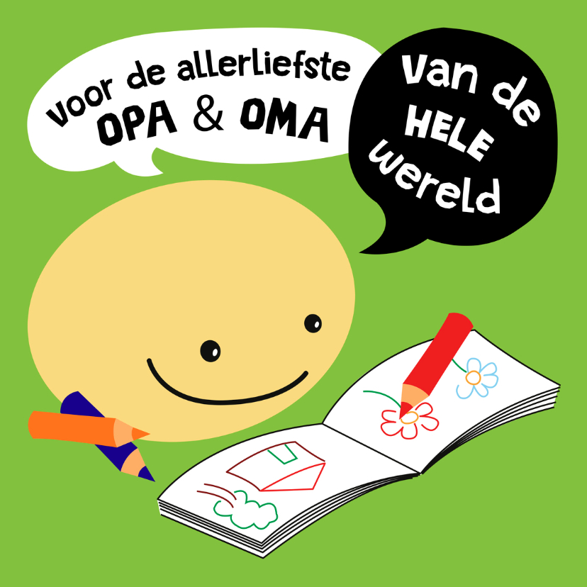 Opa & Omadag kaart Smiley - Opa en Oma kaarten Opa en Oma kaarten - Opa & Omadag kaart Smiley