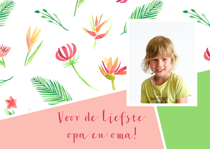 Opa- en omadagkaart met bloemen en foto - Opa en Oma kaarten Opa en Oma kaarten - Opa- en omadagkaart met bloemen en foto