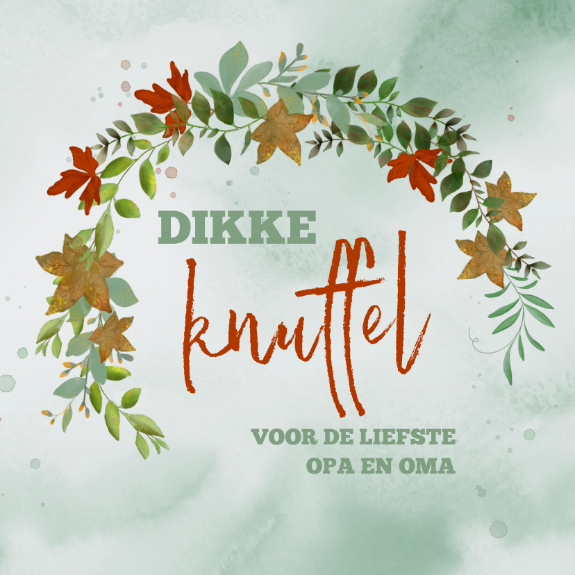 Opa-en omakaart met herfstkrans - Opa en Oma kaarten Opa en Oma kaarten - Opa-en omakaart met herfstkrans