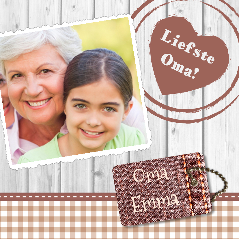 Hout met label oma - BK - Opa & Omadag kaarten Opa & Omadag kaarten - Hout met label oma - BK