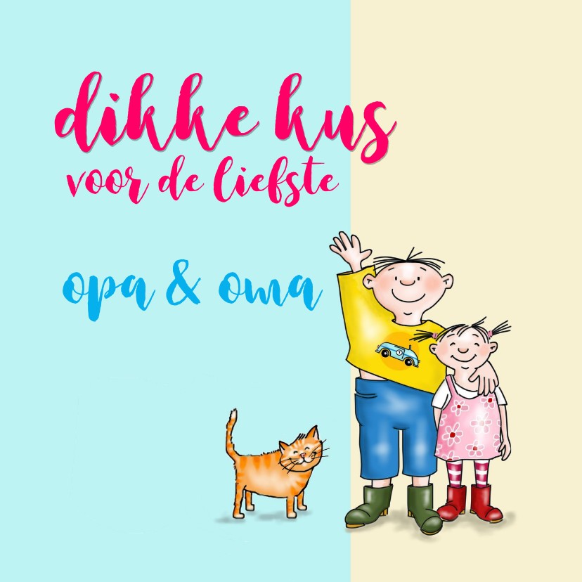 kus voor de liefste opa en oma - Opa & Omadag kaarten Opa & Omadag kaarten - kus voor de liefste opa en oma