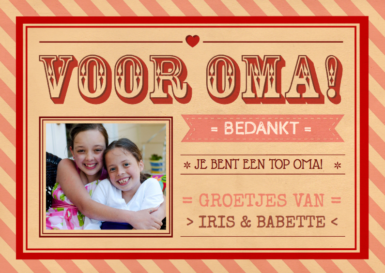 Voor Oma - Bedankt - Vintage - Opa & Omadag kaarten Opa & Omadag kaarten - Voor Oma - Bedankt - Vintage