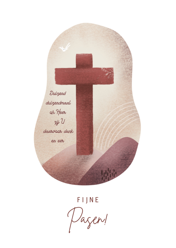 Paaskaarten - Christelijke paaskaart met kruis en landschap