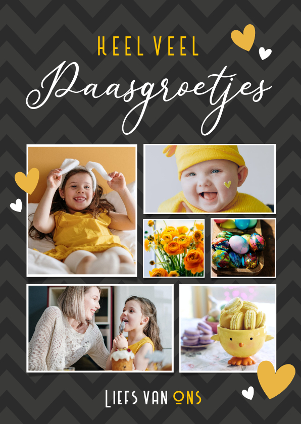 Paaskaarten - Fotocollage paaskaart - paasgroetjes met 6 eigen foto's