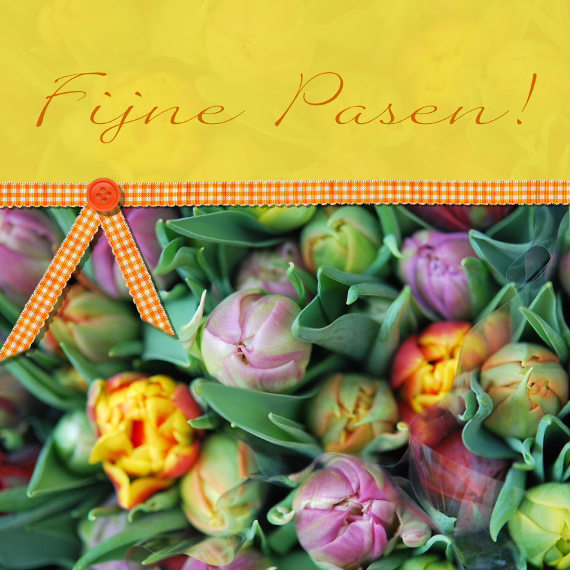 Paaskaarten - Geel met tulpen