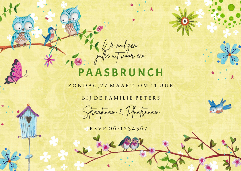 Paaskaarten - Paas brunch uitnodiging