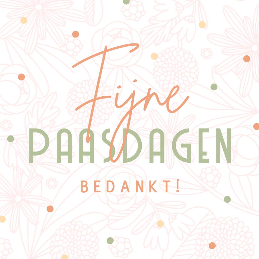 Paaskaarten - Paaskaart Fijne Paasdagen met bloemen en confetti