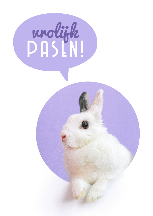 Paaskaarten - Paaskaart konijntje vrolijk pasen