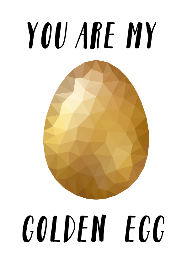 Paaskaart met een glanzend gouden low poly paasei - Paaskaarten Paaskaarten - Paaskaart met een glanzend gouden low poly paasei