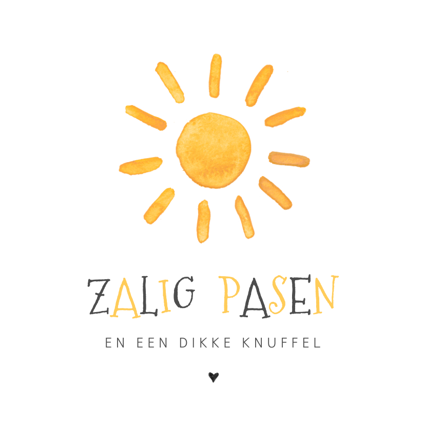 Paaskaarten - Paaskaart met een zon en zalig pasen