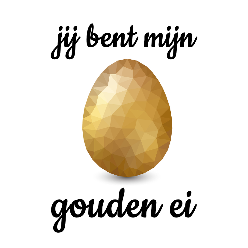 Paaskaart met groot glimmend gouden low poly paasei - Paaskaarten Paaskaarten - Paaskaart met groot glimmend gouden low poly paasei
